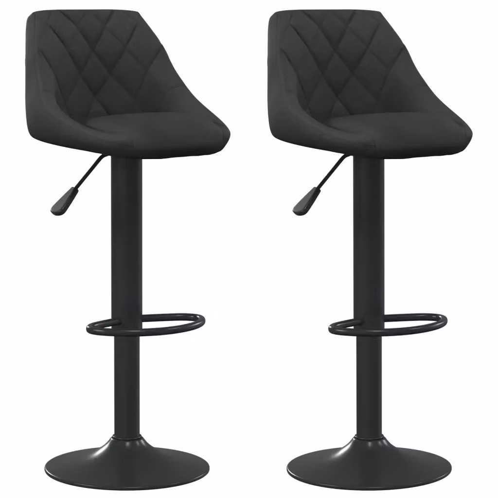 Set di 2 sgabelli da bar vidaXL in velluto nero con seduta girevole a 360 gradi H: 110 cm, H: 103 cm, H: 44 cm – 2