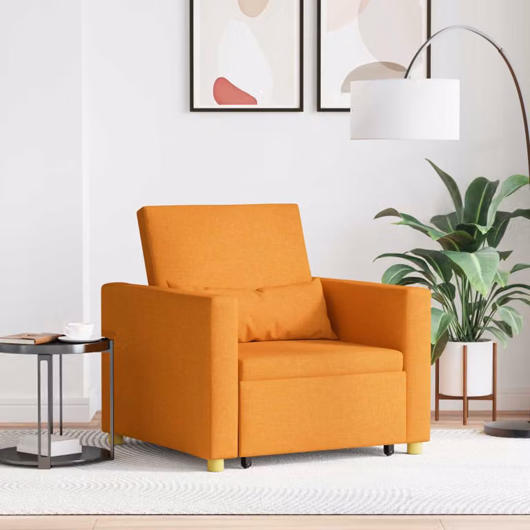 vidaXL Divano letto estraibile singolo moderno in tessuto giallo e arancione L 90 cm x P 165 cm x H 87 cm