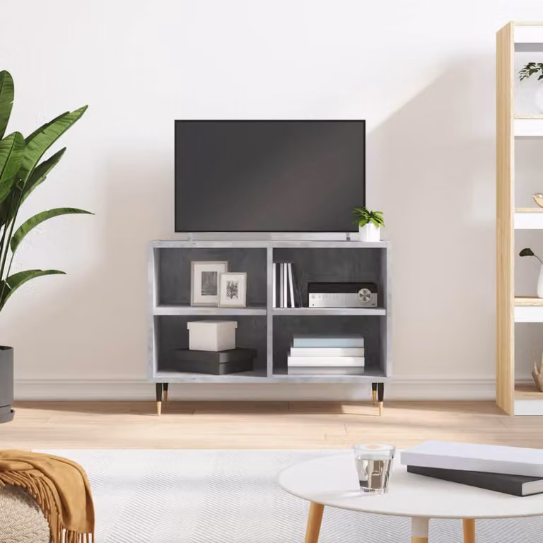 vidaXL Mobile Porta TV Moderno Grigio Cemento in Legno e Metallo L: 69,5 cm, P: 30 cm, H: 50 cm