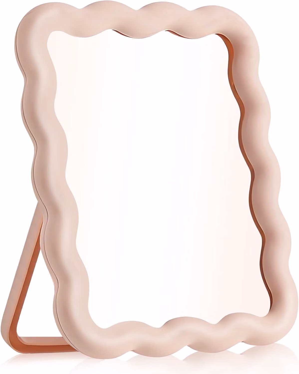 Specchio da tavolo a forma di onda, rosa, 17x13,5 cm, pieghevole, ideale per i viaggi