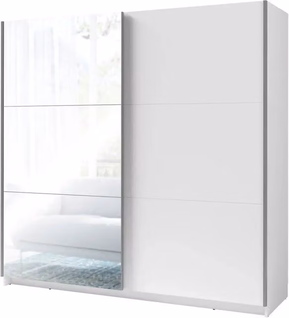 Armadio a 2 porte scorrevoli con specchio - 150 cm - bianco alpino opaco - collezione ARSALA