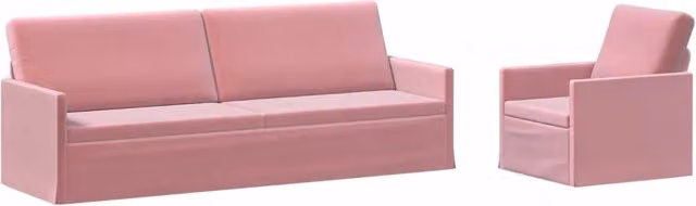 Set di 2 divani moderni vidaXL in velluto rosa con struttura in metallo e cuscini inclusi