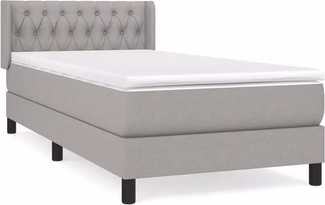 Letto singolo | Letto per adulti | Giroletto a Molle con Materasso Grigio Chiaro 90x200 cm Tessuto