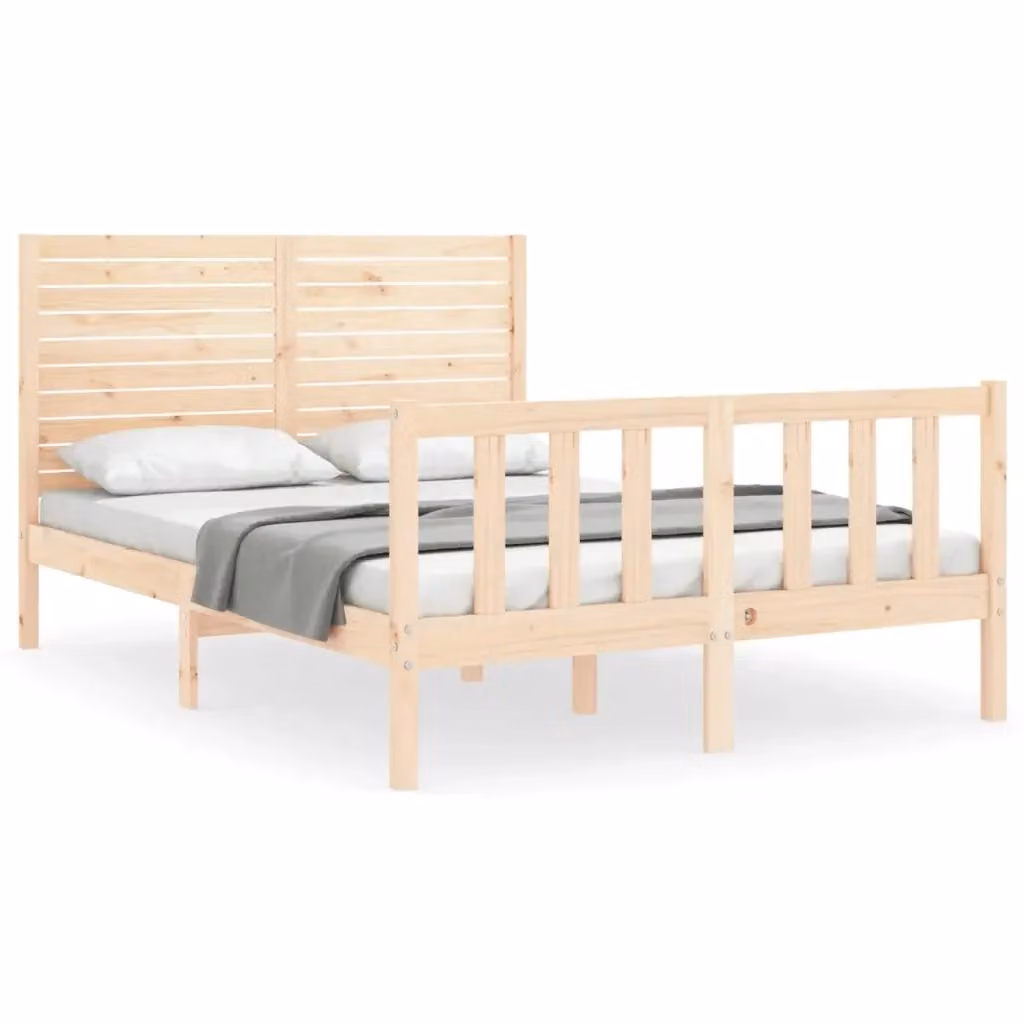 Struttura Letto Giroletto in Legno Massello di Pino Design Mania, L/P/H: 140 x 200 cm, Colore Beige Naturale – 2