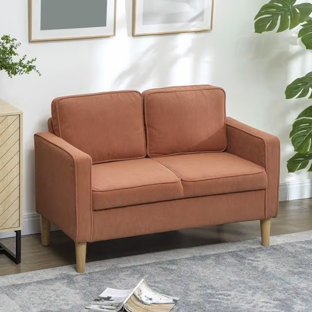 Divano letto a 2 posti WISHDOR con contenitore, rivestimento in tessuto arancione e struttura in legno massiccio, L: 117 cm, P: 79 cm, H: 63 cm