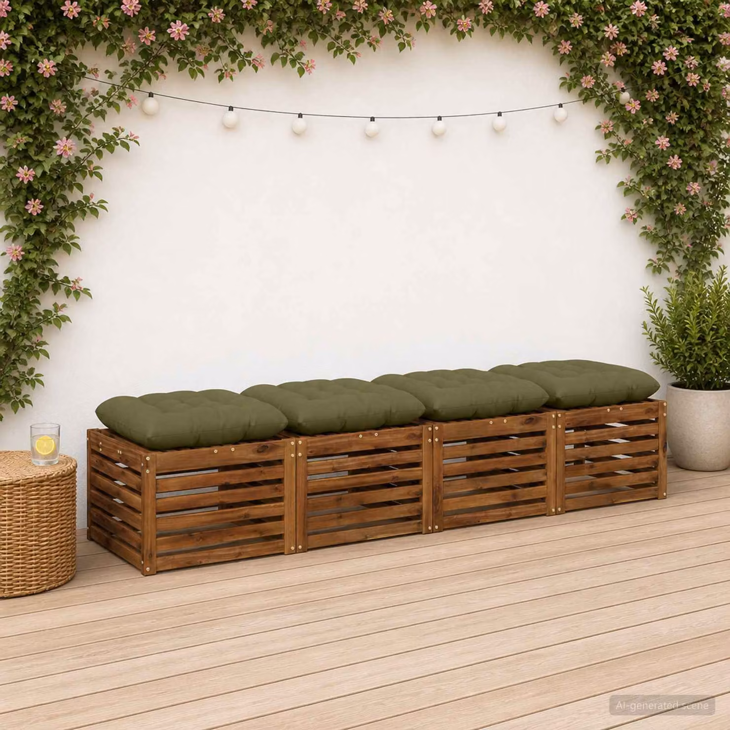 Set di 4 cuscini per seduta VIANEN vidaXL in poliestere verde, design moderno e rettangolare