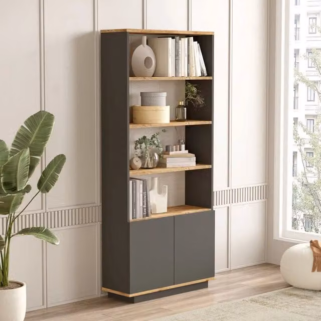 Biblioteca Dego, Libreria 3 Ripiani, 75x27x168h cm Nero Antracite