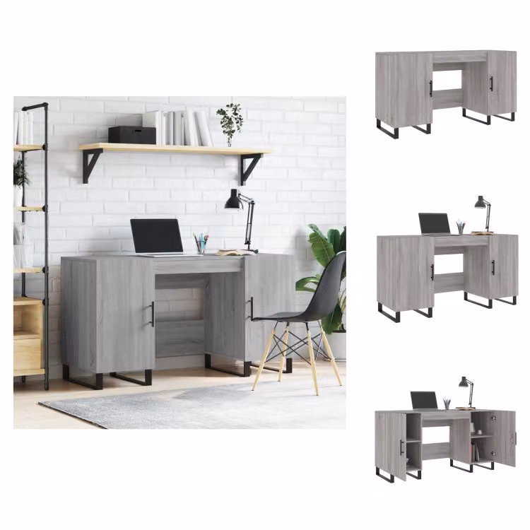 vidaXL Scrivania grigio Sonoma 140x50x75 cm in legno - Scrivanie