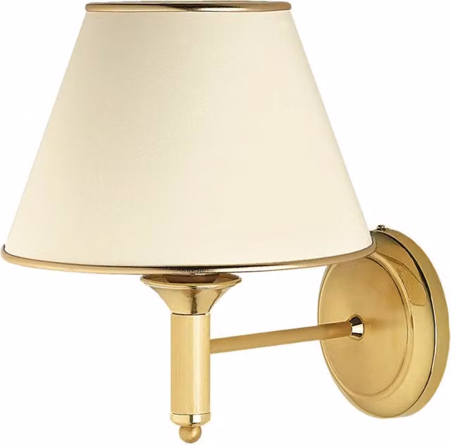 Applique classica Jupiter in ottone dorato con paralume in tessuto beige, dimmerabile, attacco E27