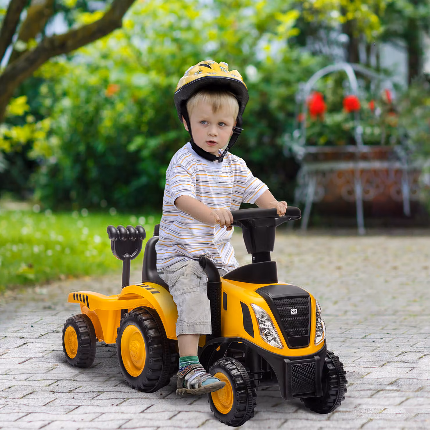 AIYAPLAY Camion Giocattolo Caterpillar con Pala e Rimorchio per Bambini, Giallo, L/P/H: 91 x 29 x 44 cm – 2