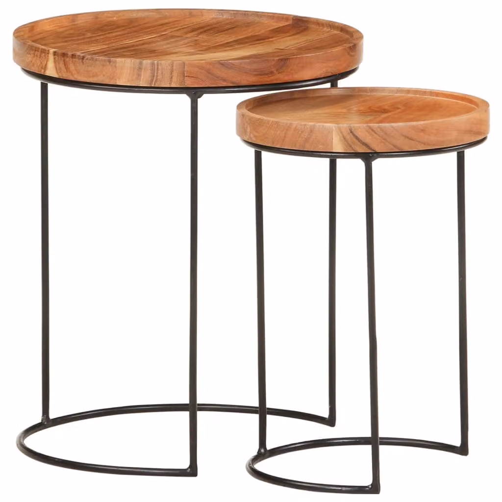 Maison Exclusive - Set di 2 tavolini in legno massello di acacia e acciaio