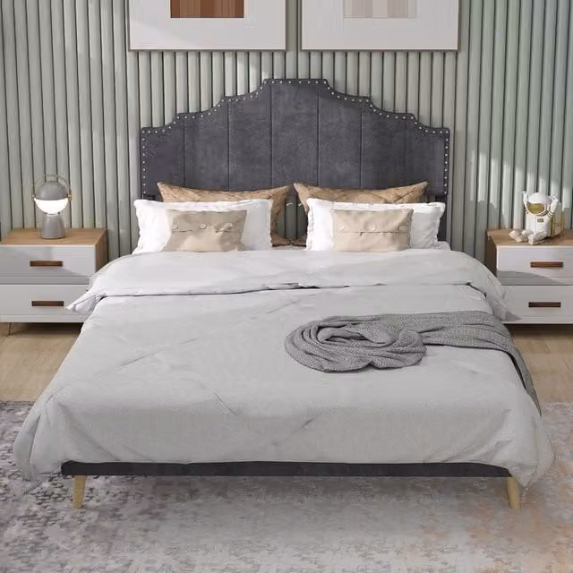 Letto Contenitore Imbottito ¨C Xylo ¨C Grigio 160x200, Testiera, Senza Materasso