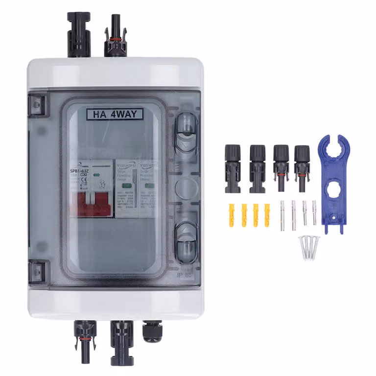 Scatola combinatore fotovoltaico, IP65, scatola combinatore solare fotovoltaico impermeabile con interruttore automatico DC500V 32A, protezione da sovratensione