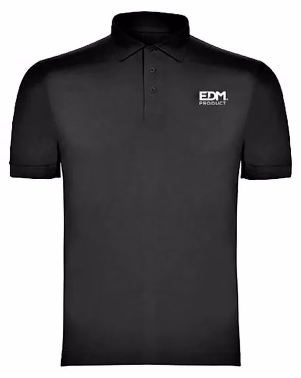 Polo da merchandising nera, taglia M, maniche corte, ricamata Edm