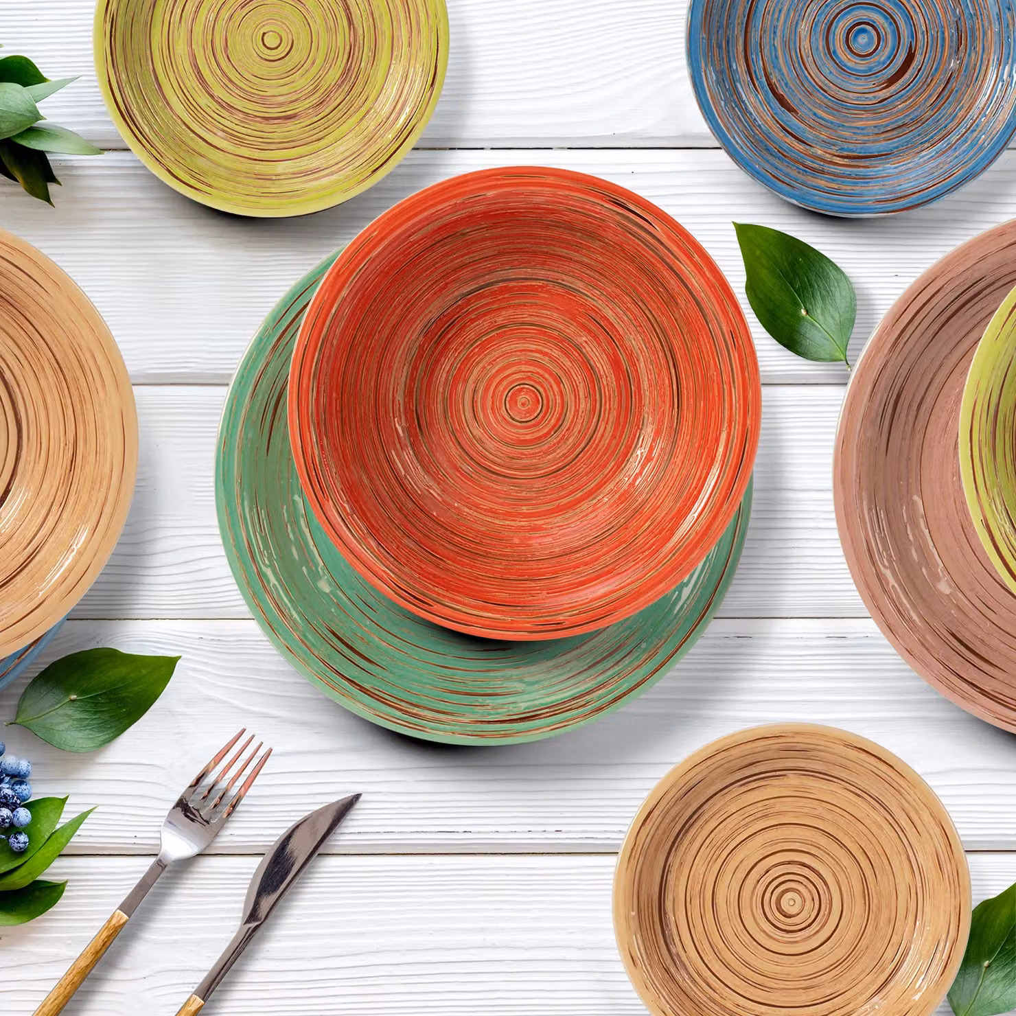 Servizio di piatti Trunk di Gusto Casa in stoneware multicolore, 18 pezzi – 2