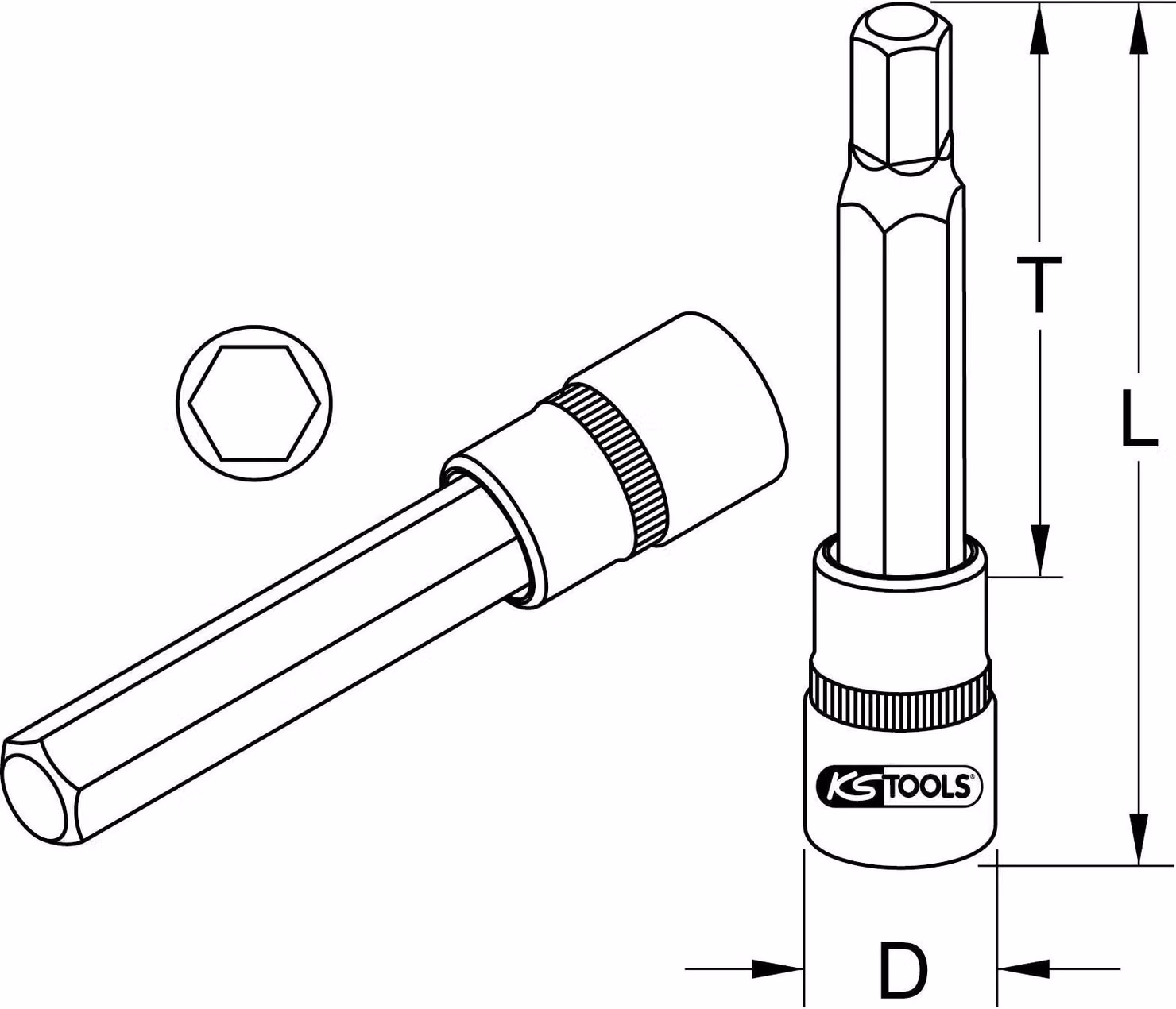 KS TOOLS 1/2" bit bussola esagono lungo 14 mm - 917.1332