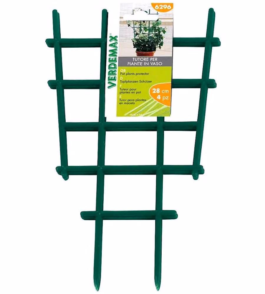 Verdemax Tutore per Piante in Vaso Verde 28 cm Confezione da 4 Pz