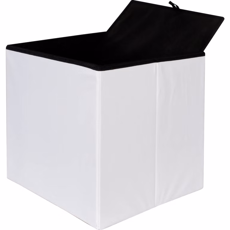 Pouf Contenitore VESTIAMO CASA in ecopelle Bianco L/P/H: 38 x 38 x 38 cm
