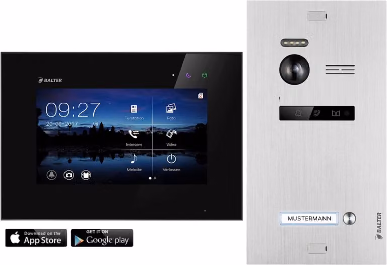 Videocitofono Balter EVO con app per case monofamiliari con 1x monitor da 7 pollici argento nero