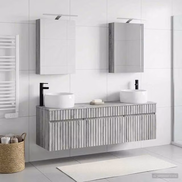 Set di Armadi da Bagno 5 pz Sonoma grigio Legno ingegnerizzato