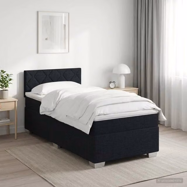 Letto box spring con materasso Nero 80 x 200 cm Tessuto 3450357