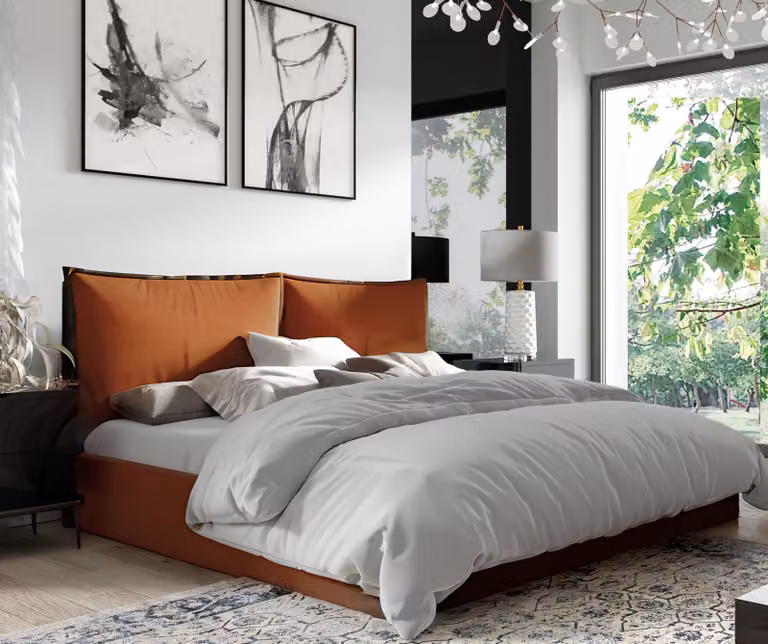 Letto imbottito GUTTO GLAMMY 120x200 rete a doghe in metallo tessuto velluto marrone chiaro Velvett con rete e contenitore
