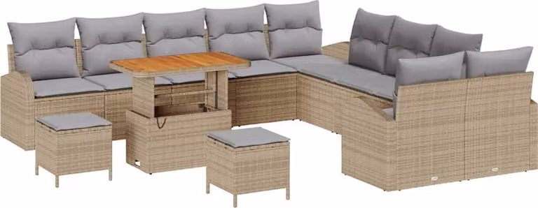 Set Divano da Giardino con cuscino 13 pcs Beige polyrattan
