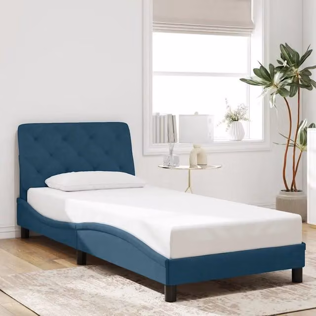 Giroletto senza Materasso-Struttura Letto Blu 90x200 cm in Velluto