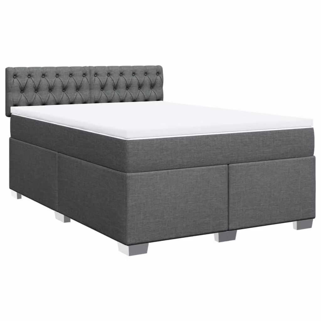Giroletto a Molle con Materasso Grigio Scuro 140x190 cm Tessuto
