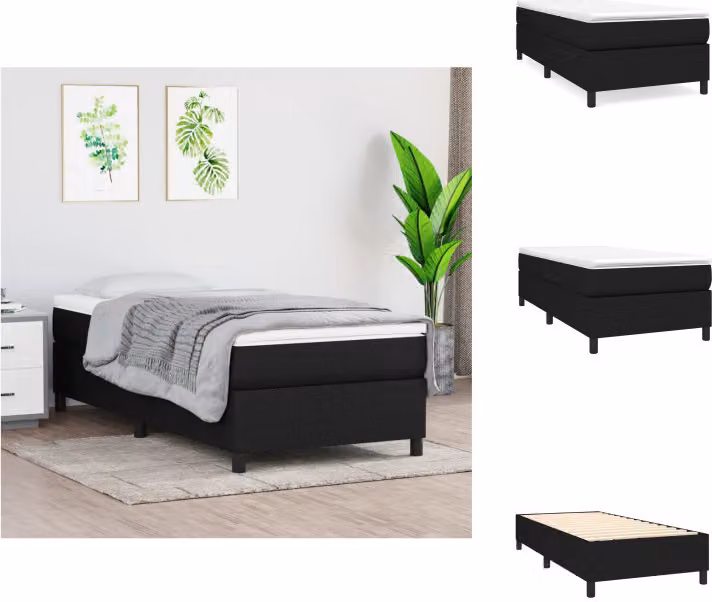 vidaXL Letto a molle con materasso nero 90x190 cm in tessuto - Letti e strutture letto