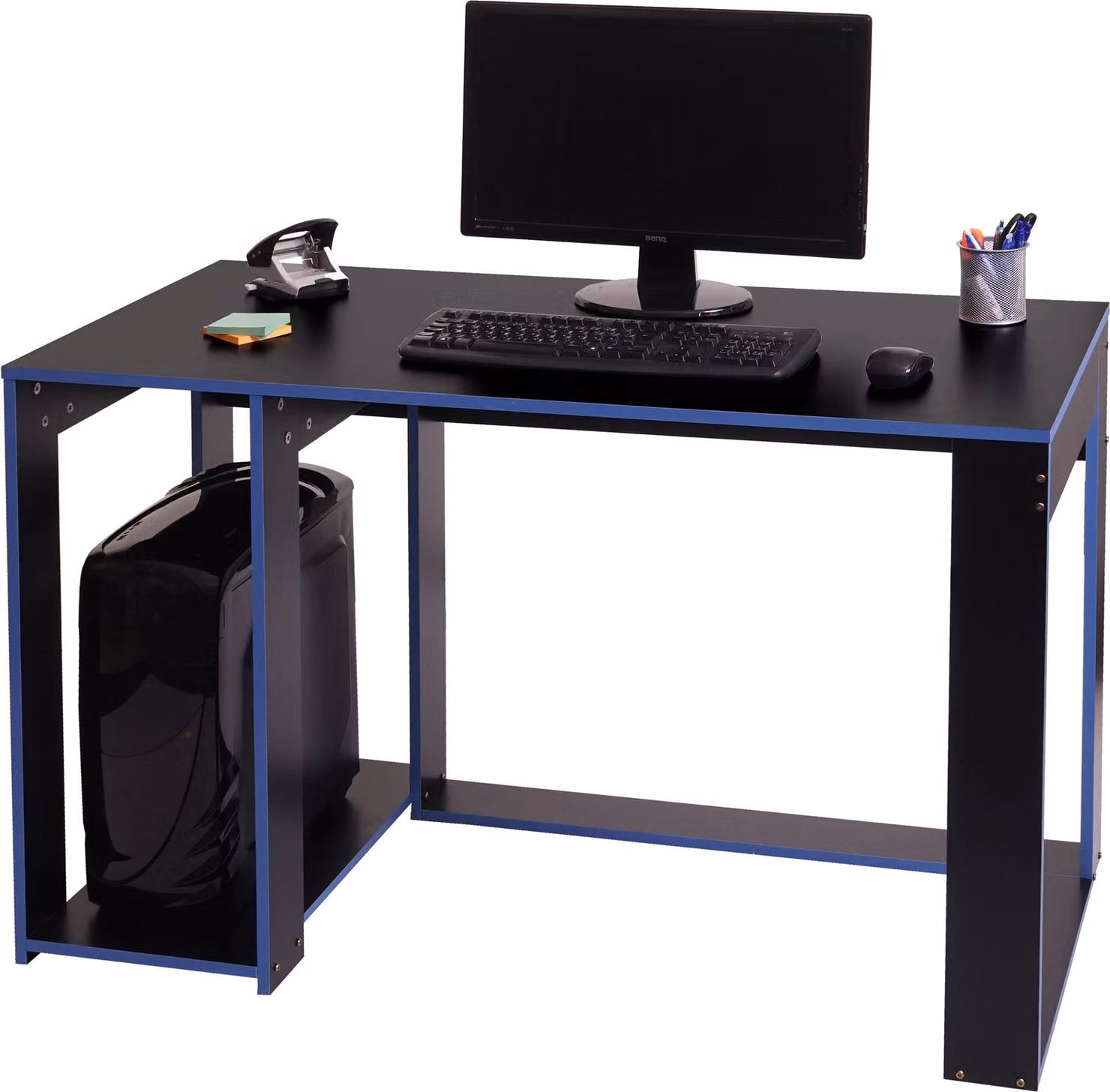 Scrivania MCW-J26, scrivania per computer e ufficio, 120x60x76 cm ~ nero-blu