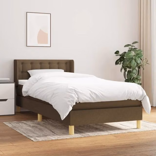 Letto Ibrido con Giroletto a Molle e Materasso vidaXL, Marrone e Bianco, L/P/H: 90 x 190 x 43 cm