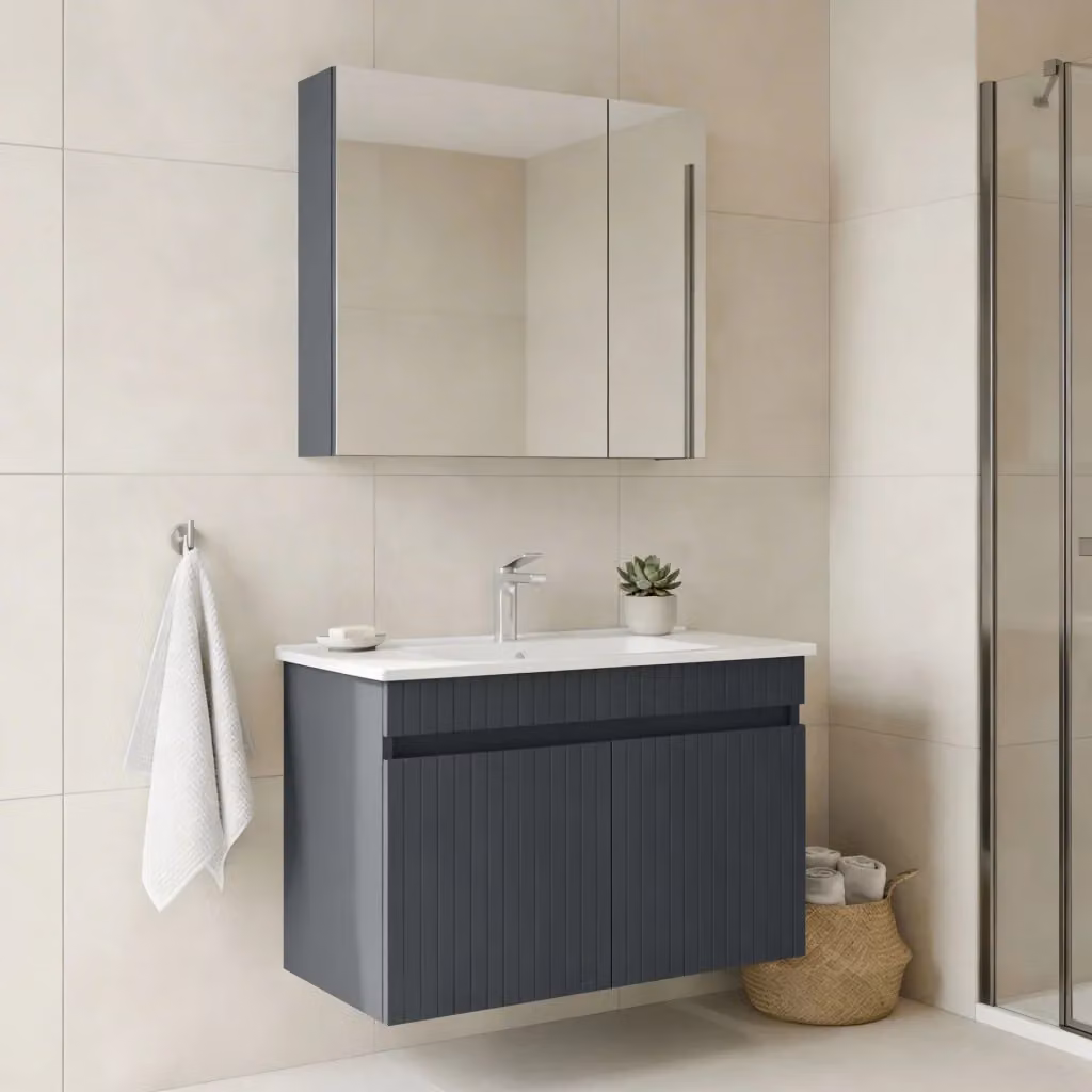 Set mobile lavabo con specchio Tivoli 85 HANAH HOME, Antracite opaco, L: 85 cm, P: 45 cm, H: 57 cm – 2