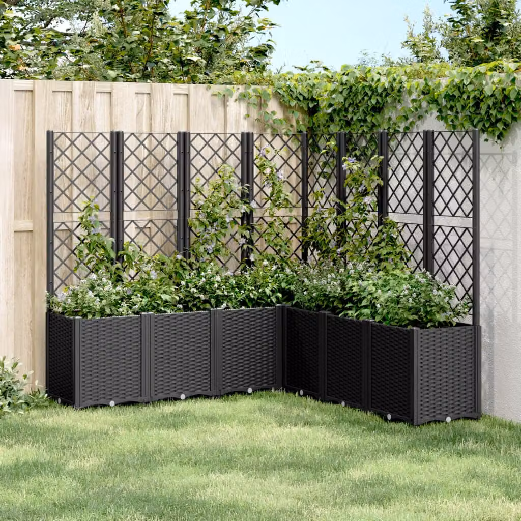 Fioriera da giardino con traliccio vidaXL nera in plastica L/P/H: 160 x 160 x 140 cm