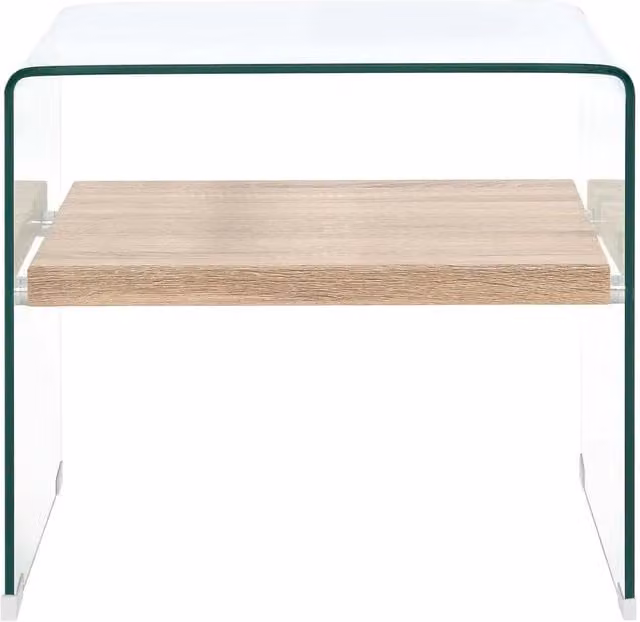 Tavolino da salotto quadrato vidaXL in vetro trasparente e MDF marrone L/P/H: 50 x 50 x 45 cm