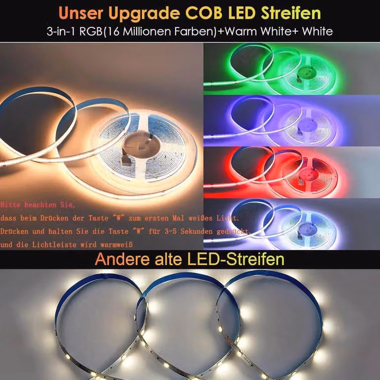 Striscia LED RGBW da 10 metri con luce bianco caldo - 6720 LED, illuminazione intelligente compatibile con Google Home e Alexa