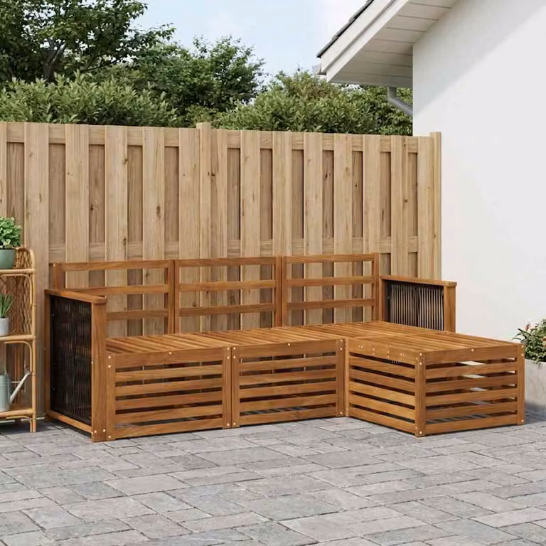 Set di divani da esterno vidaXL 4 pezzi in legno di acacia marrone con cuscini inclusi