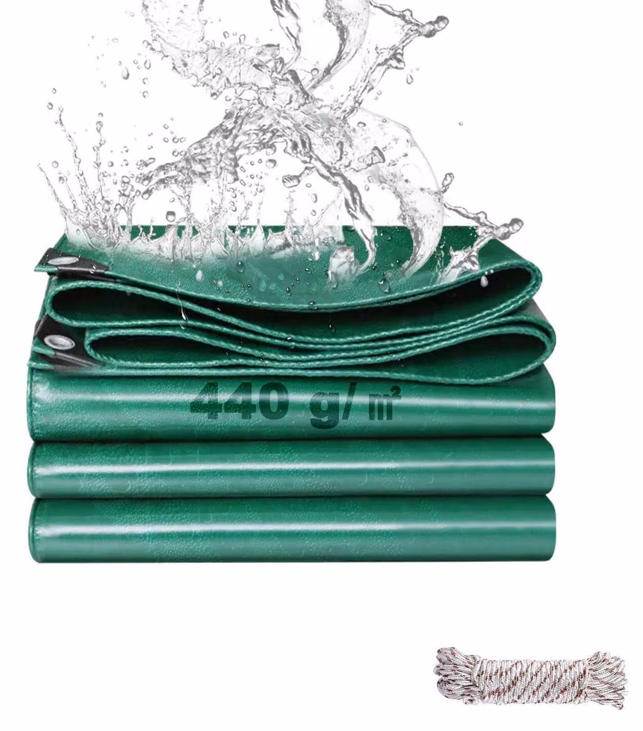 Telo copri carico per camion, 440 g/m², impermeabile, con occhielli, 3x4 metri, PVC verde, resistente allo strappo, protezione UV