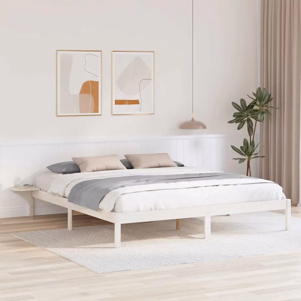 Struttura del letto moderna vidaXL in pino massello bianco L/P/H: 200 x 200 x 250 cm