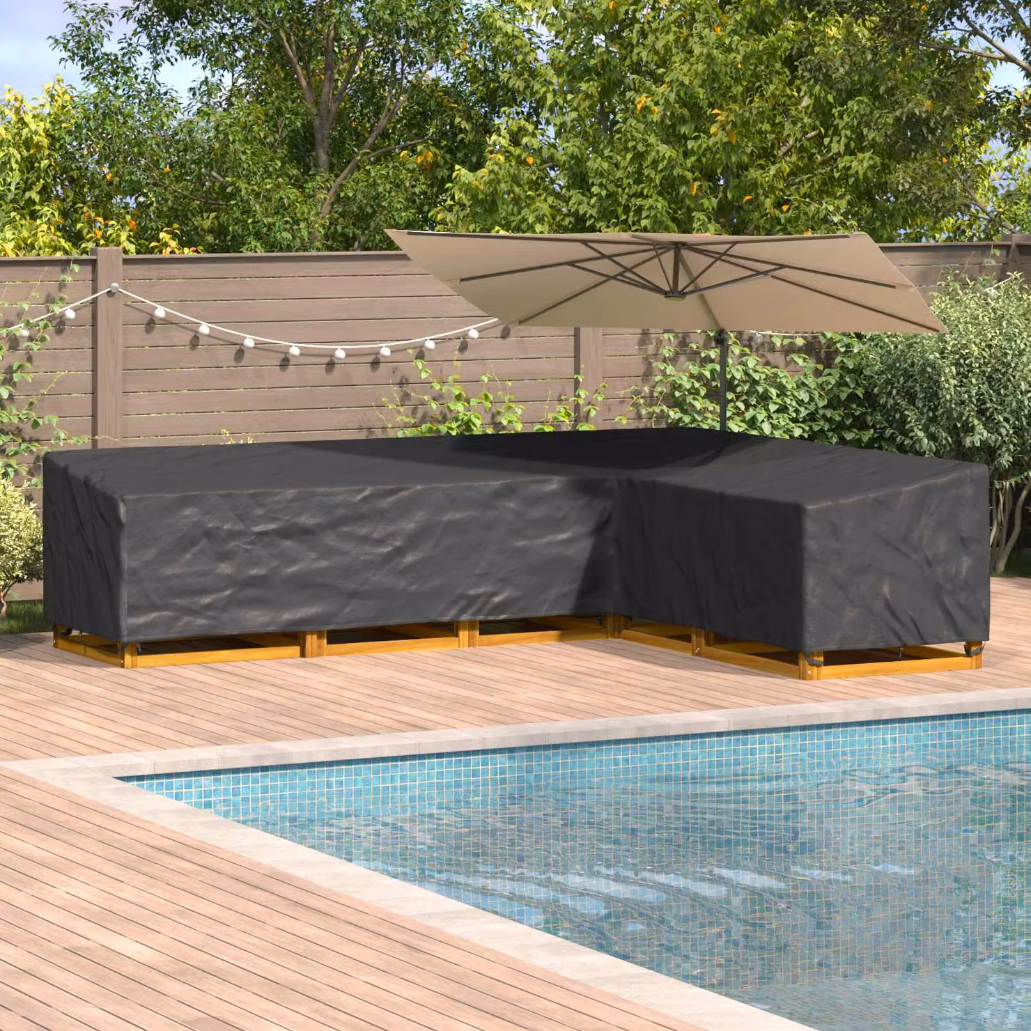 vidaXL Copertura per mobili 330 x 255 x 80 cm Tessuto Oxford 210D Nero