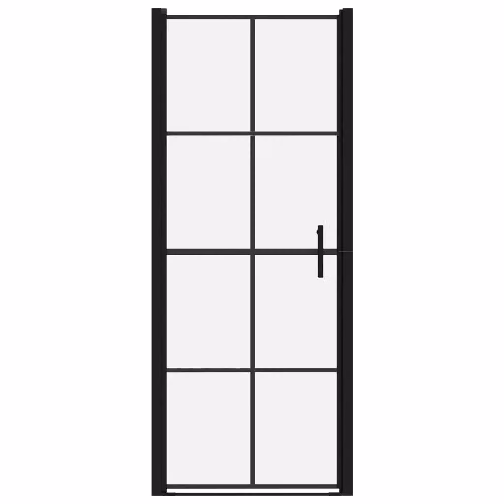 Cabina doccia rettangolare a nicchia in vetro temperato con profili in alluminio nero opaco L: 91 cm, H: 195 cm – 2