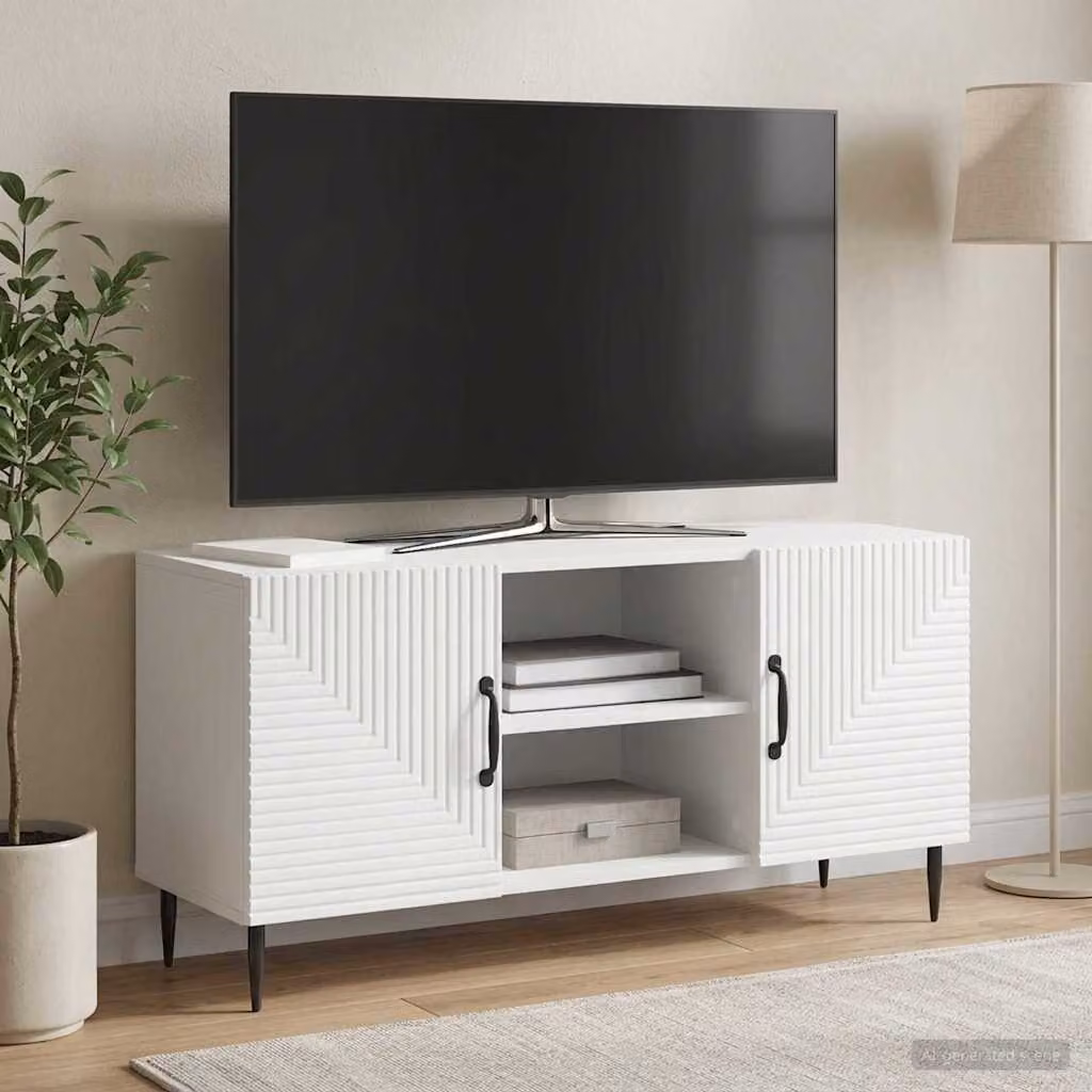Mobile TV vidaXL Bianco in stile vintage in legno e metallo L 102 cm x P 34,5 cm x H 50 cm