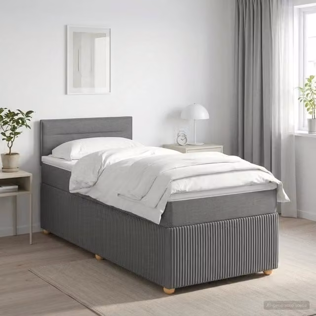 Letto box spring con materasso Grigio Scuro 90 x 200 cm Tessuto 3451371