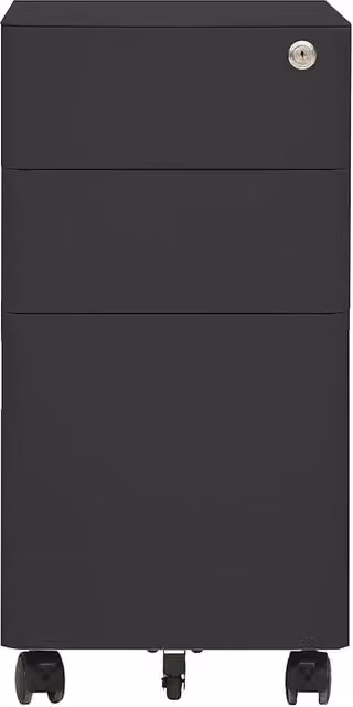 Schedario Mobile Antracite in Metallo con Ruote e Serratura DESIGN IN L/P/H: 30 x 45 x 59 cm