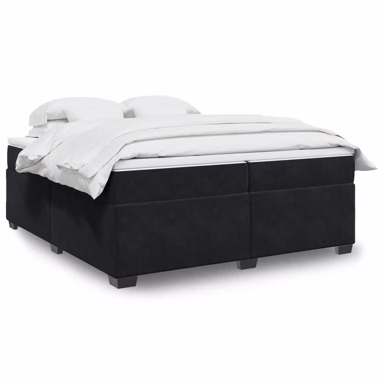 vidaXL Giroletto a Molle con Materasso Ibrido in Velluto Nero 200 x 200 cm