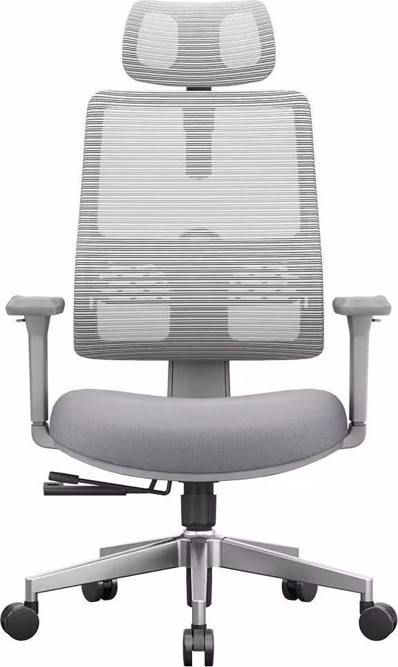 MAGICH003 - Sedia da ufficio ergonomica - Schienale con regolazione automatica - Supporto lombare adattivo - Poggiatesta regolabile - Regolazione della profondità del sedile - Grigio