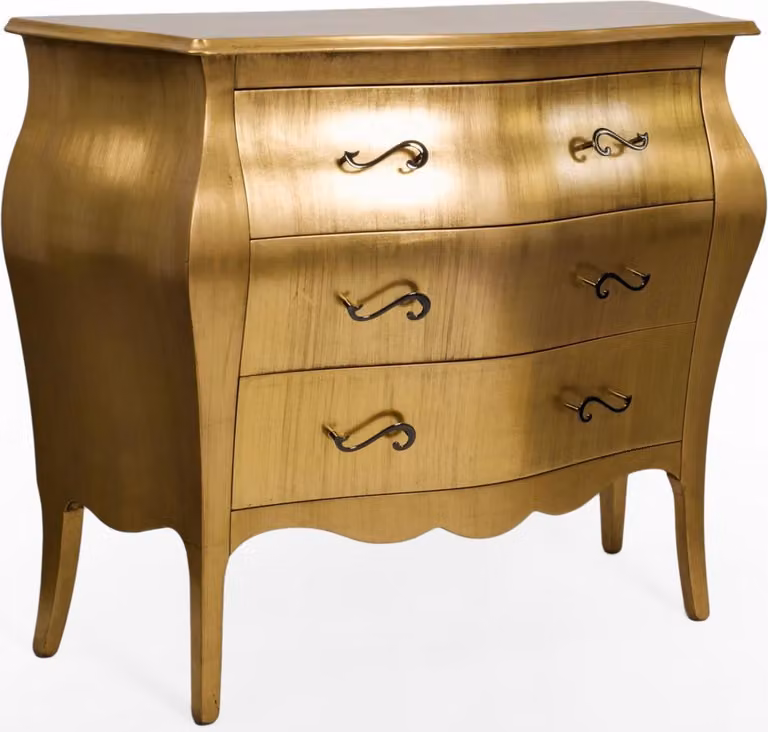 Casa Padrino cassettiera barocca oro - Cassettiera artigianale in legno massiccio con 3 cassetti - Mobili in stile barocco - Mobili barocchi - Arredamento barocco - Nobile e sontuoso