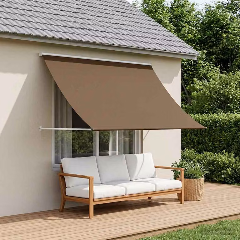 Tenda da Sole vidaXL con Bracci a Caduta in Acciaio e Poliestere, Colore Tortora, L: 150 cm, H: 100 cm