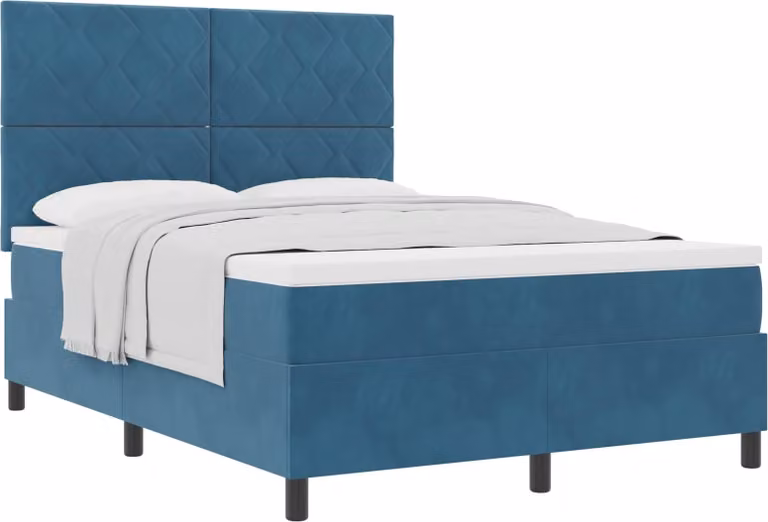 Letto a molle con materasso blu scuro 140 x 200 cm in velluto