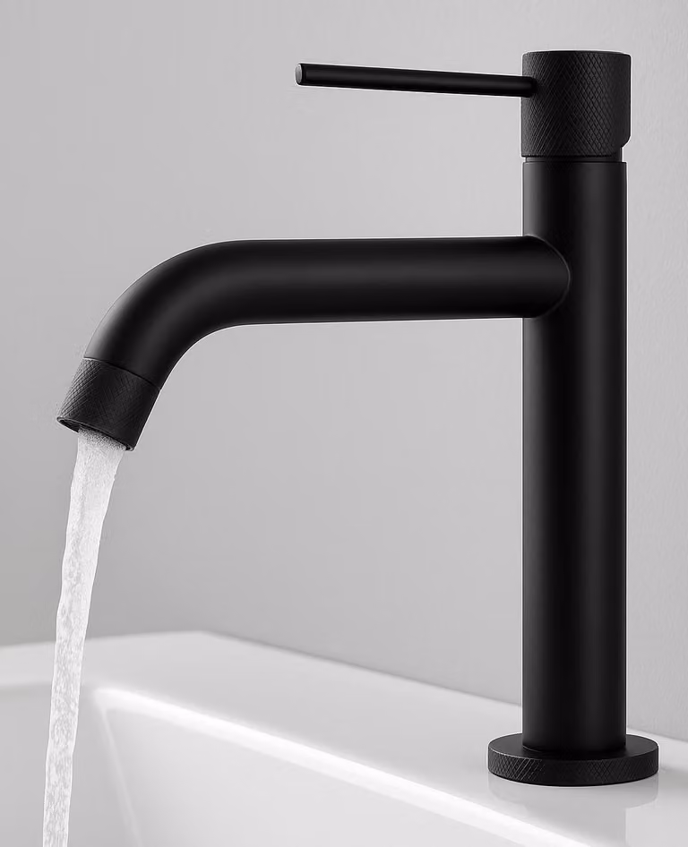 Badplaats Rubinetto Lavabo Ames - Nero - Miscelatore con Kit di Montaggio e Flessibili